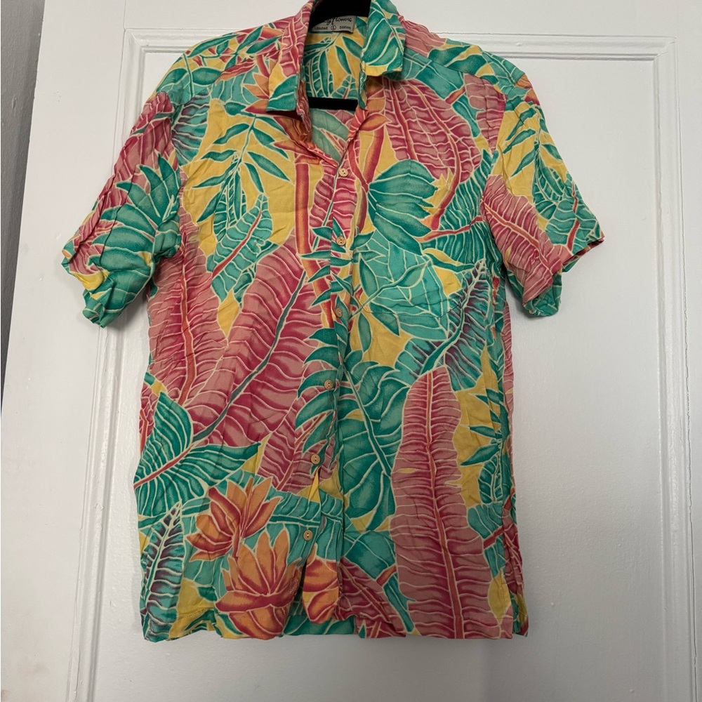 Tropical Leaf Print Men's Shirt